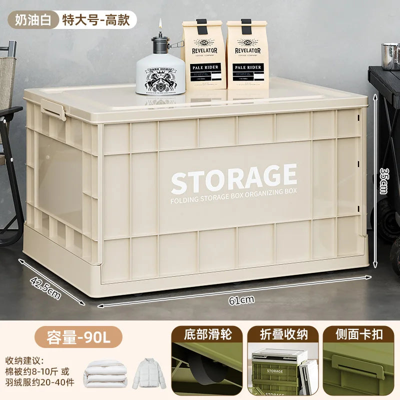 Foldable Storage Box - Extra Large Capacity Collapsible Organizer for Clothes, Toys & Household Items, Portable Logistics Bin wi