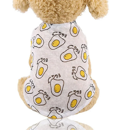 Cotton Pet Clothing Summer Sunscreen Vest Cool Breathable Dog Vest Cute Printed Puppy Dog T-shirt for Small and Medium Dogs Cats