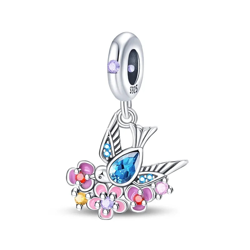 Colorful 925 Sterling Silver Mushroom Rabbit Beads & Toucan Dangle Charm Fits Bracelet Boutique Beautiful Pendant Gifts