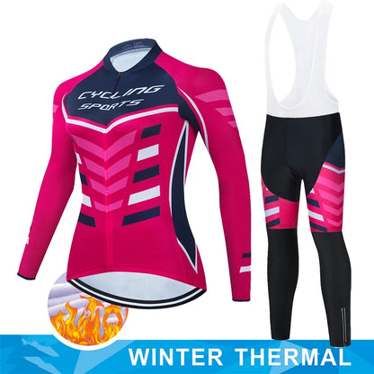 Women Winter Thermal Fleece Clothes 2026 Cycling Uniform Cycle Jersey Clothing Jerseys Pants Gel Bib MTB Jacket Suit Bike Outfit