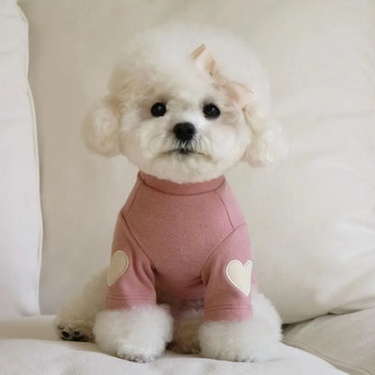New Winter Warm Gift Pet Dog Clothes Bear Teddy Cute Love Puppy Clothing Base Shirt Designer Cat Pet Warm Clothes
