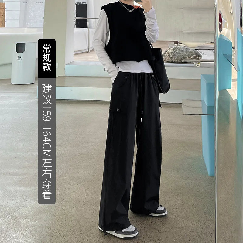 Workwear for Women's Spring New American Straight-leg Casual Wide-leg Pants High-waist Quick-drying Sports Pants