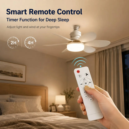 2026 New E27 Ceiling Fan Light, 30W/40W Dimmable LED Fan Lamp with Remote Timer for Bedroom Kitchen Balcony