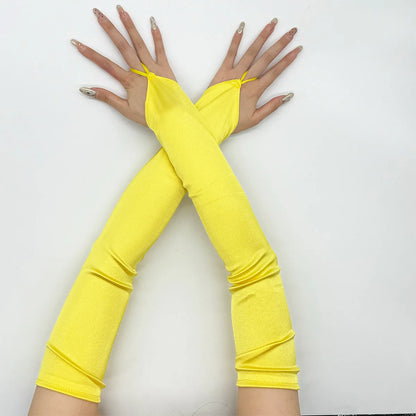 Ladies' Gloves, Long Hook-Finger Tinted Gloves, Ball Gloves, Bride's Wedding Dress Gloves, Sun-Protective Fashion Gloves C101