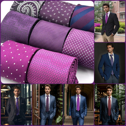 Purple Solid Red Mens Neckties Pink Fashion Ties for Male Party Dropshipping Wedding Gift