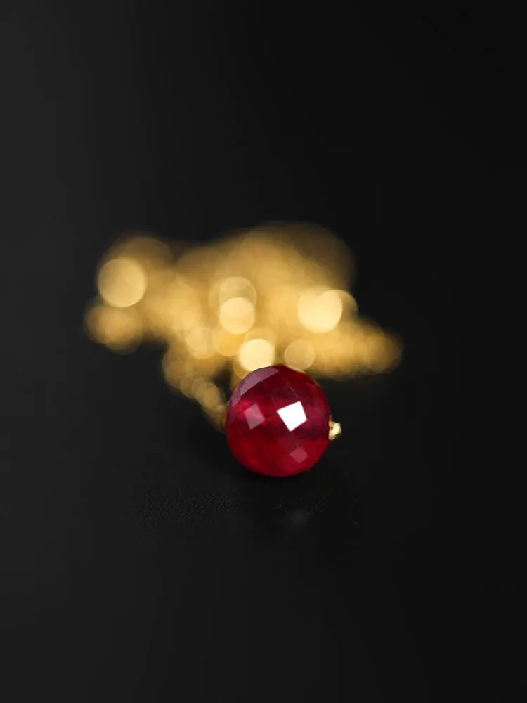 Fine Jewelry New Real 18K Gold Necklace  Natural ruby for Women Au750  Design Simple Fashion Fine Jewelry Gift for Women,x667