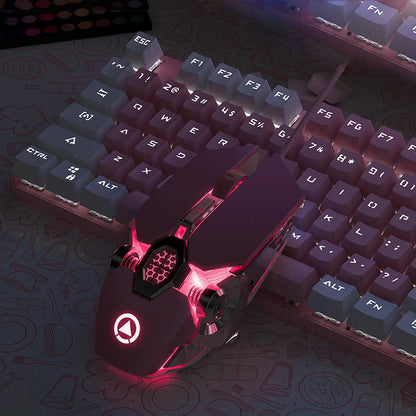 G30s Pink Mouse with RGB Backlit Light  Silence Click Wired Mice for PC