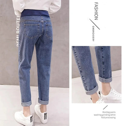 Pregnancy Abdominal Pants Jeans Maternity Pants For Pregnant Women Clothes High Waist Trousers Loose Denim Stretch Flared Jeans