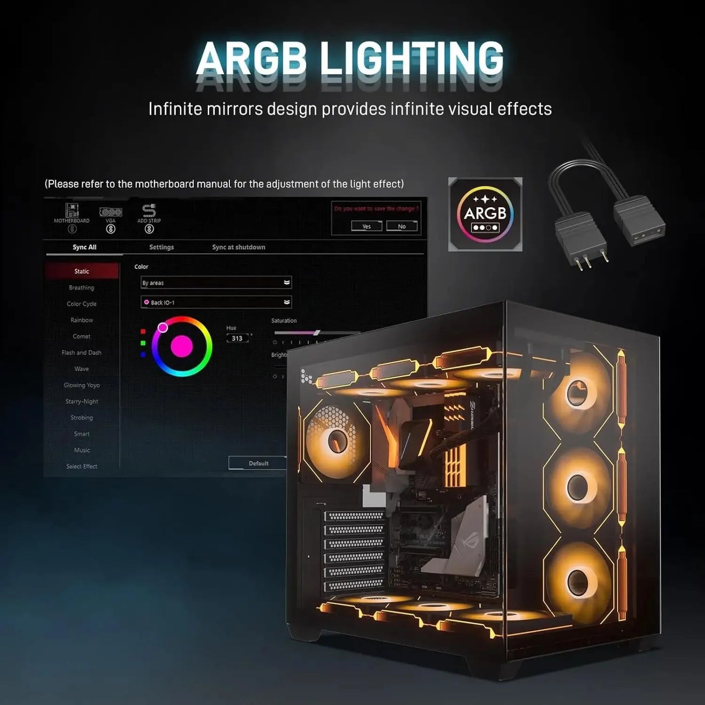 LDPCSJ 6 Pack 12cm 120mm Addressable ARGB Case Cooling Fans 4 Pin PWM Variable Speed 5V 3 Pin A-RGB Light Synchronization Fan Set with Included ARGB Controller Hub High Static Pressure Radiator Fans for ATX Gaming PC Liquid C