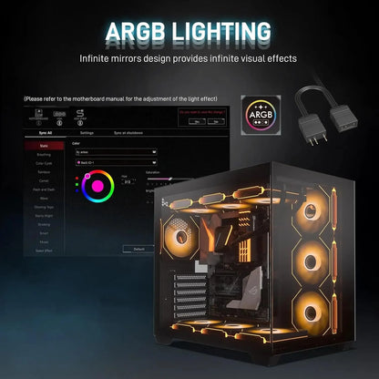 LDPCSJ 6 Pack 12cm 120mm Addressable ARGB Case Cooling Fans 4 Pin PWM Variable Speed 5V 3 Pin A-RGB Light Synchronization Fan Set with Included ARGB Controller Hub High Static Pressure Radiator Fans for ATX Gaming PC Liquid C