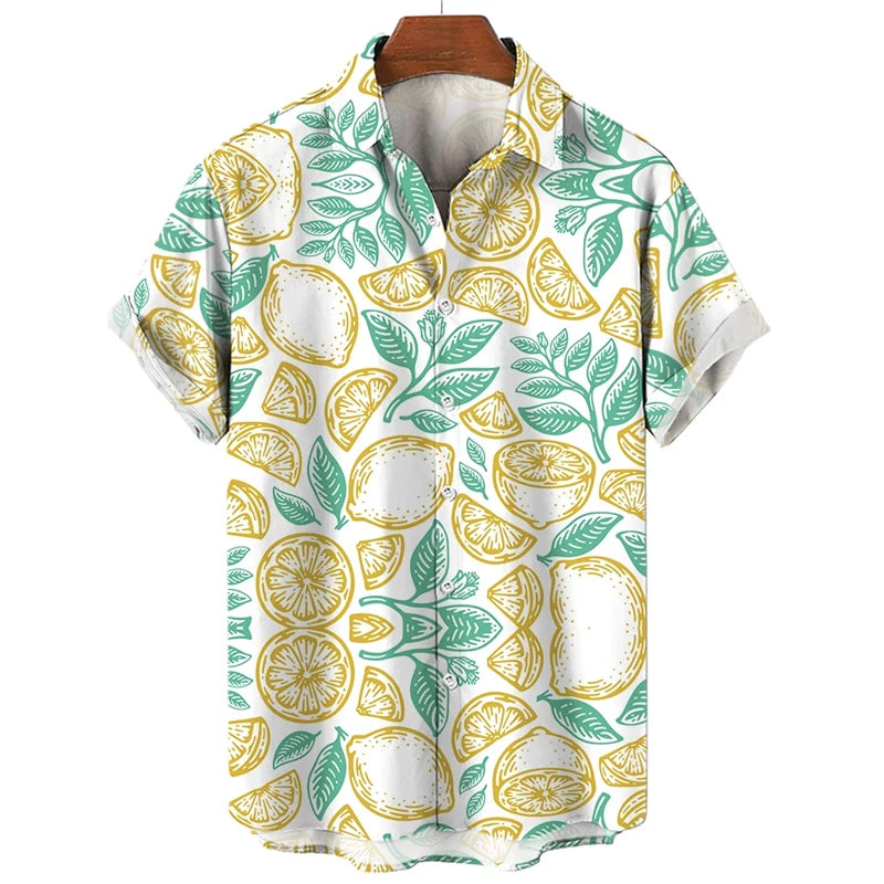 Fruit Banana Cherries 3D Printed Graphic Shirts For Men Clothes Fashion Hawaiian Lapel Blouse Casual Streetwear Lapel Blouse Top