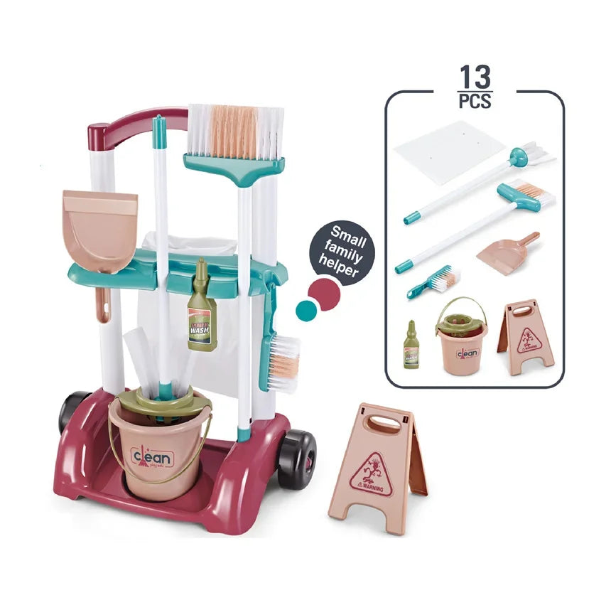Children's Simulation Cleaning Tool Playset, Kids Pretend Play  Cleaning Toy Home Vacuum Cleaner&Broom&Mop House Cleaning Toys