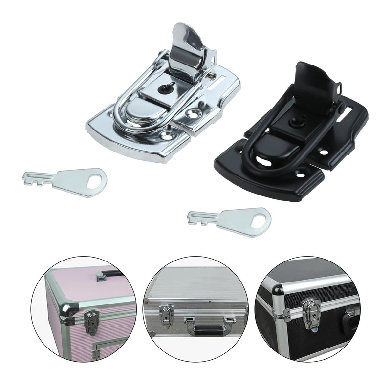 1pc Suitcase Lock Hasp with Key 76*45mm Tool Cabinet Fitting Lock Bag Spring Belt Hasp Buckle Hardware Package Accessories
