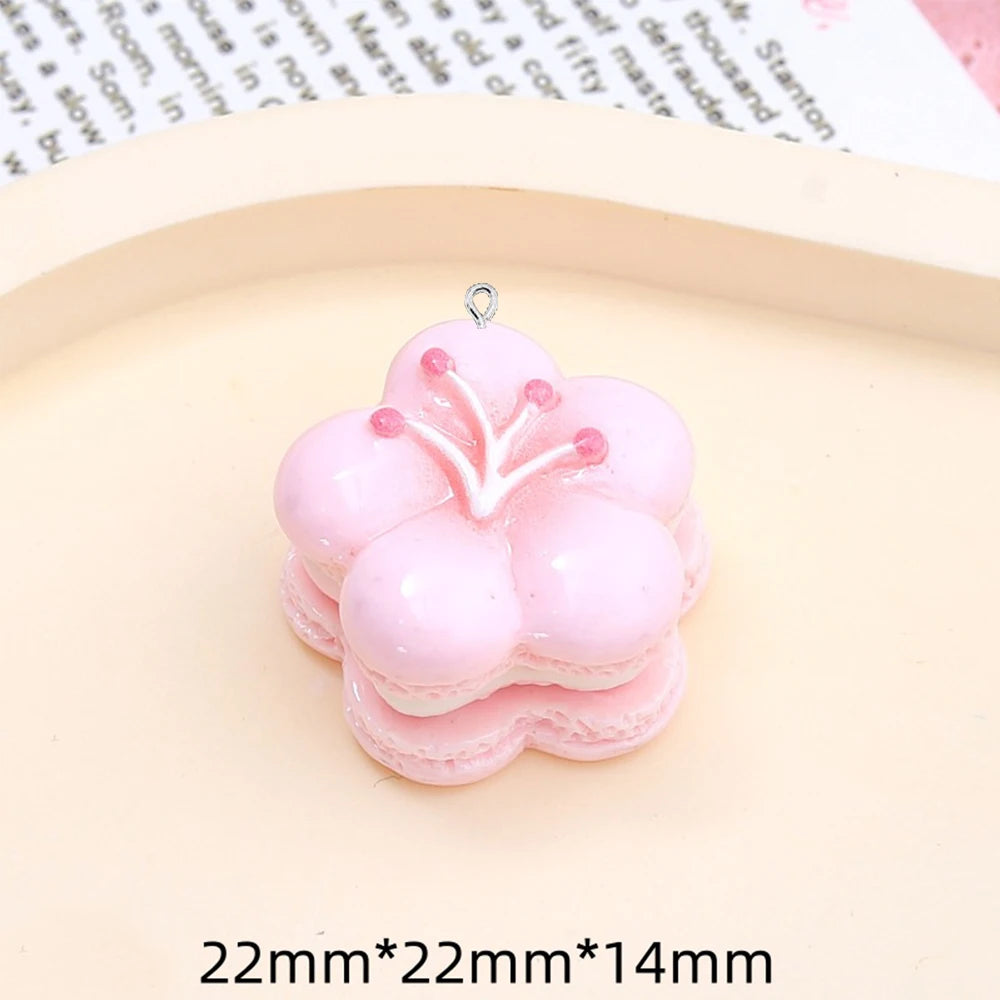10PCS Shiny Cherry Blossom Cake Series Flat Back Charms For Earrings Bracelet Hairpin DIY Jewelry Pendants Decoration Accessorie