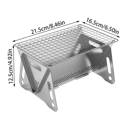 Mini Backpacking Stove Portable Folding Barbecue Grill with Grill-Grid Stainless Steel Camp Stove for Outdoor
