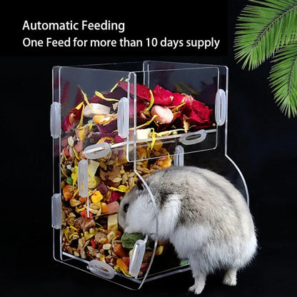 Automatic Acrylic Hamster Small Pets Food Feeding Bowl Plastic Rat Pet Dispenser Feeder Cage Food Bottle Pet Products Large