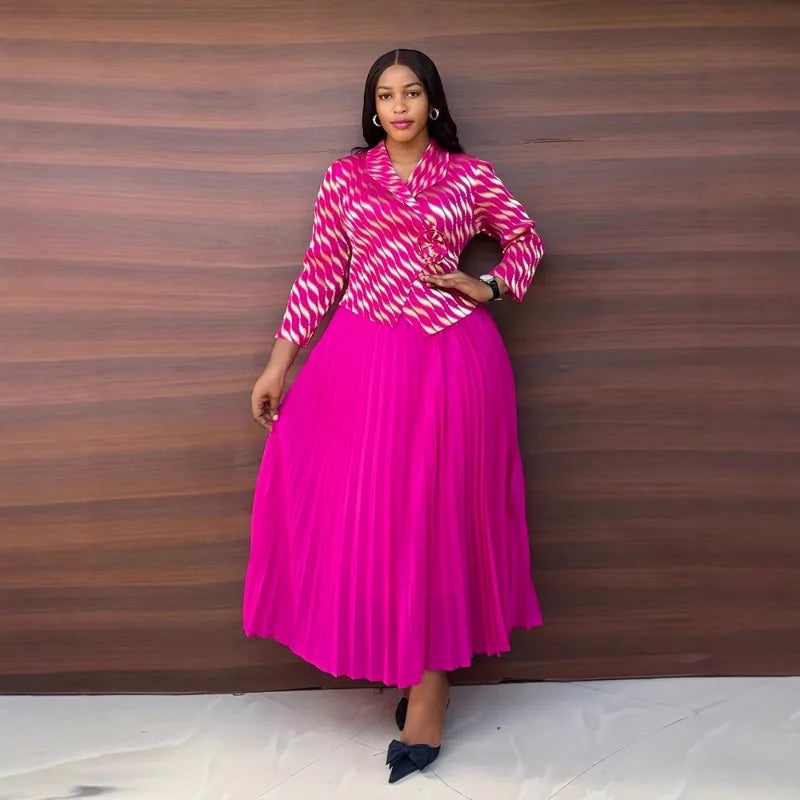 New Miyake Pleated Women's Dresses Ironed Printed Long Elegant Geometric Folded Clothing No Ironing Required Lightweight Fabric