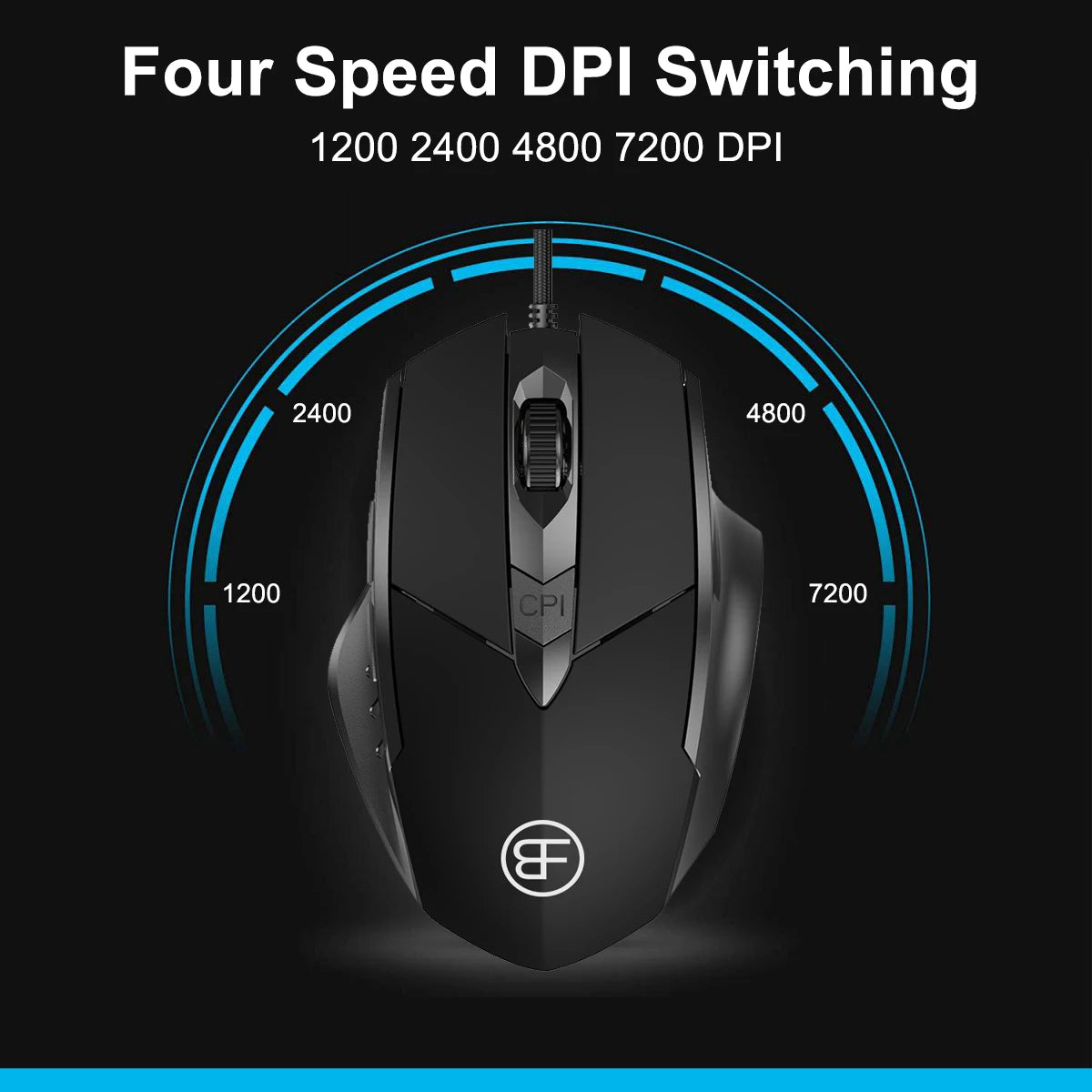 Wired Mouse, 7200 DPI, Ergonomic Gaming Mouse, High Performance Computer Gaming Mouse with 6-Button, RGB, for Laptop PC Desktop