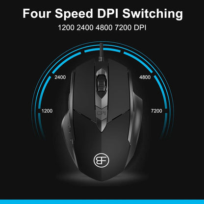 Wired Mouse, 7200 DPI, Ergonomic Gaming Mouse, High Performance Computer Gaming Mouse with 6-Button, RGB, for Laptop PC Desktop
