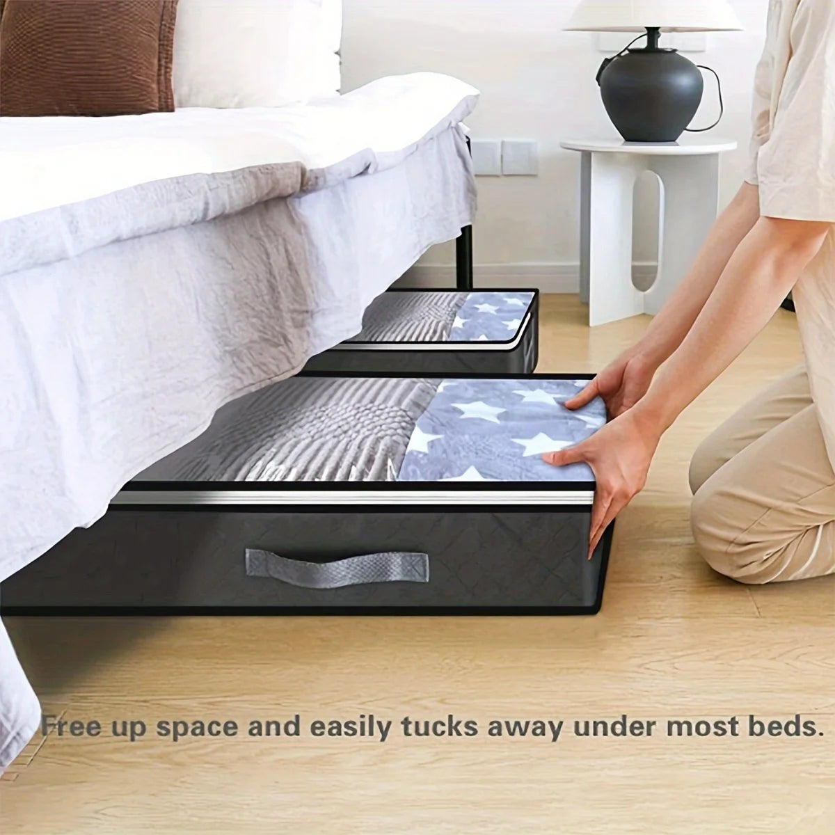Foldable Underbed Bags -  Blankets Clothes Comforters Storage Bag Breathable Zippered Organizer for Bedroom