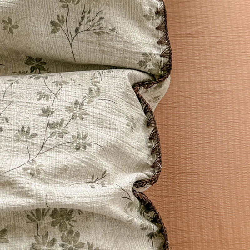 Skin-Friendly Double-Layer Yarn Bedding Set New Country Floral Soft Comforter Sets 100% Cotton Fitted Sheet Kit with Quilt Cover