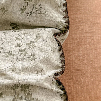 Skin-Friendly Double-Layer Yarn Bedding Set New Country Floral Soft Comforter Sets 100% Cotton Fitted Sheet Kit with Quilt Cover