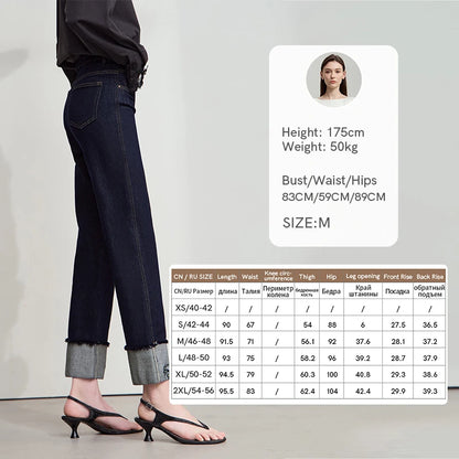 AMII Jeans Pants Women 2025 Autumn New Elegant Ladies Clothes Casual Loose Straight Embroidery Women's Denim Pants 12543032