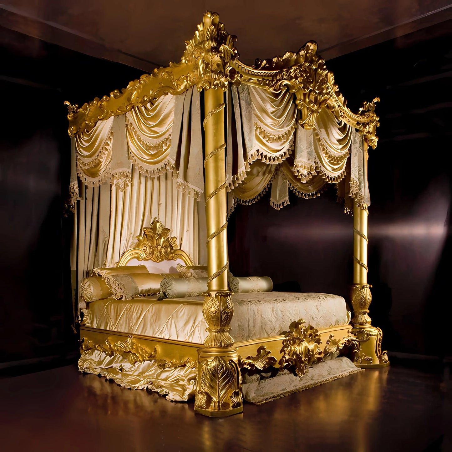 Luxury High Quality Bed Frame European Double King Size Customizable Bed Solid Wood Luxury Vintage Cama Casal Bedroom Furniture