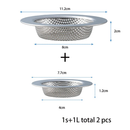 2 Pcs Kitchen Sink Strainer，Stainless Steel Punching Sink Drain Strainer Shower Drain Hair Catcher Bathroom Kitchen Accessories