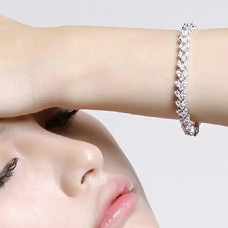 Elegant Bracelets for Women Chain Cubic Zircon Rhinestone Shiny Inlaid Bangle Bracelet Gifts Acier Inoxydable браслеты наруку