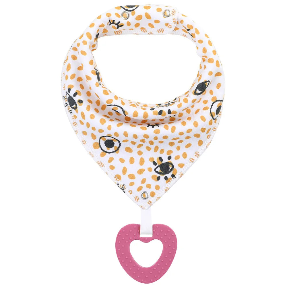 Baby cotton feeding bibs: Multi-functional triangular drool pads with teething toy—skin-friendly,anti-spitup,keeps clothes clean