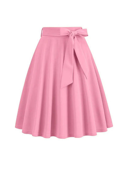 Women Retro Vintage Midi Long Skirt Solid Elegant Faldas High Waist A Line 50s Swing Skirts