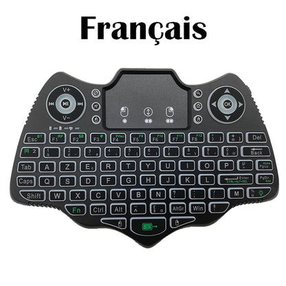 MRSVI V18 Mini-Funktastatur 2,4 GHz BT Touch 7-farbige Hintergrundbeleuchtung Französisch Spanisch Russisch Air Mouse Tastatur Geschenk für Android TV Box