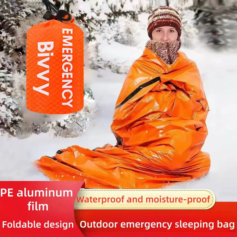 Portable Outdoor Emergency Sleeping Bag with PE Aluminum Foil Insulation Waterproof design for Camping Hiking Travel