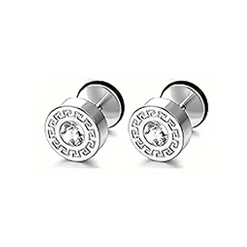 21 pairs of men's stainless steel earrings, circular CZ earrings, hypoallergenic earrings, unisex perforated earrings