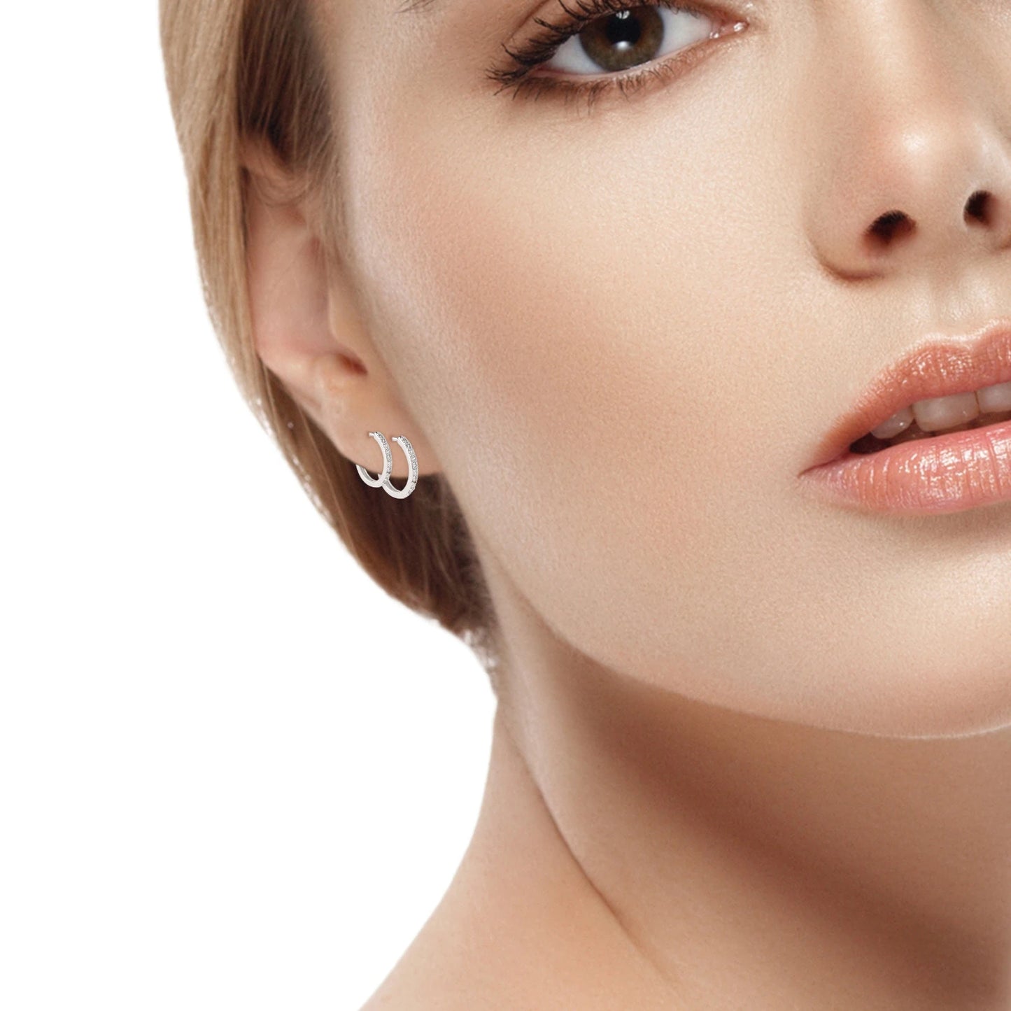 S925 Sterling Silver Pin Earrings Fashion Hoop Earrings White Gold Plated Earrings Nickel Free Earrings