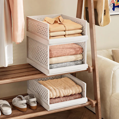 Stackable Closet Drawer Organizers Multifunction Home Foldable Wardrobe Storage Shelves for Clothes