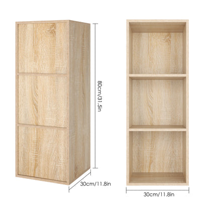 Getone Small Bookcase, White Bookshelf, 3 Cubes Storage Unit, Living Room Bookcase Wooden 30x30x80cm