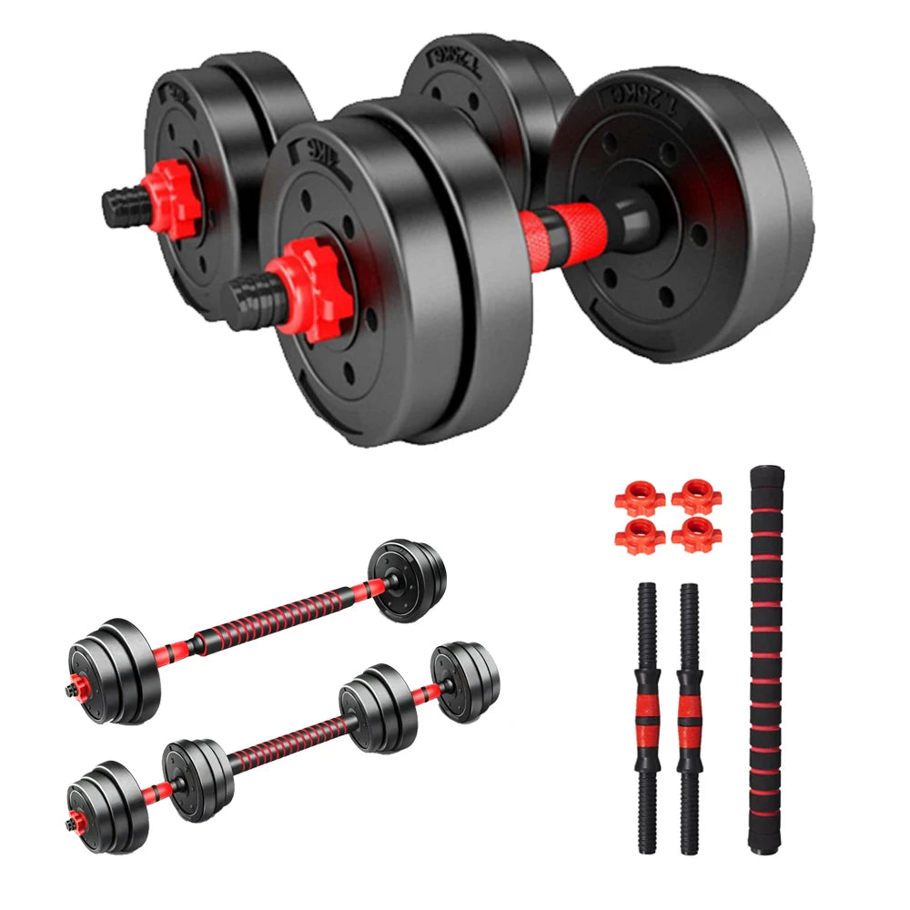 Adjustable dumbbell and barbell set, weights - 10kg 15kg 20kg 30kg 40kg 50kg, gym and home dumbbells suitable for men