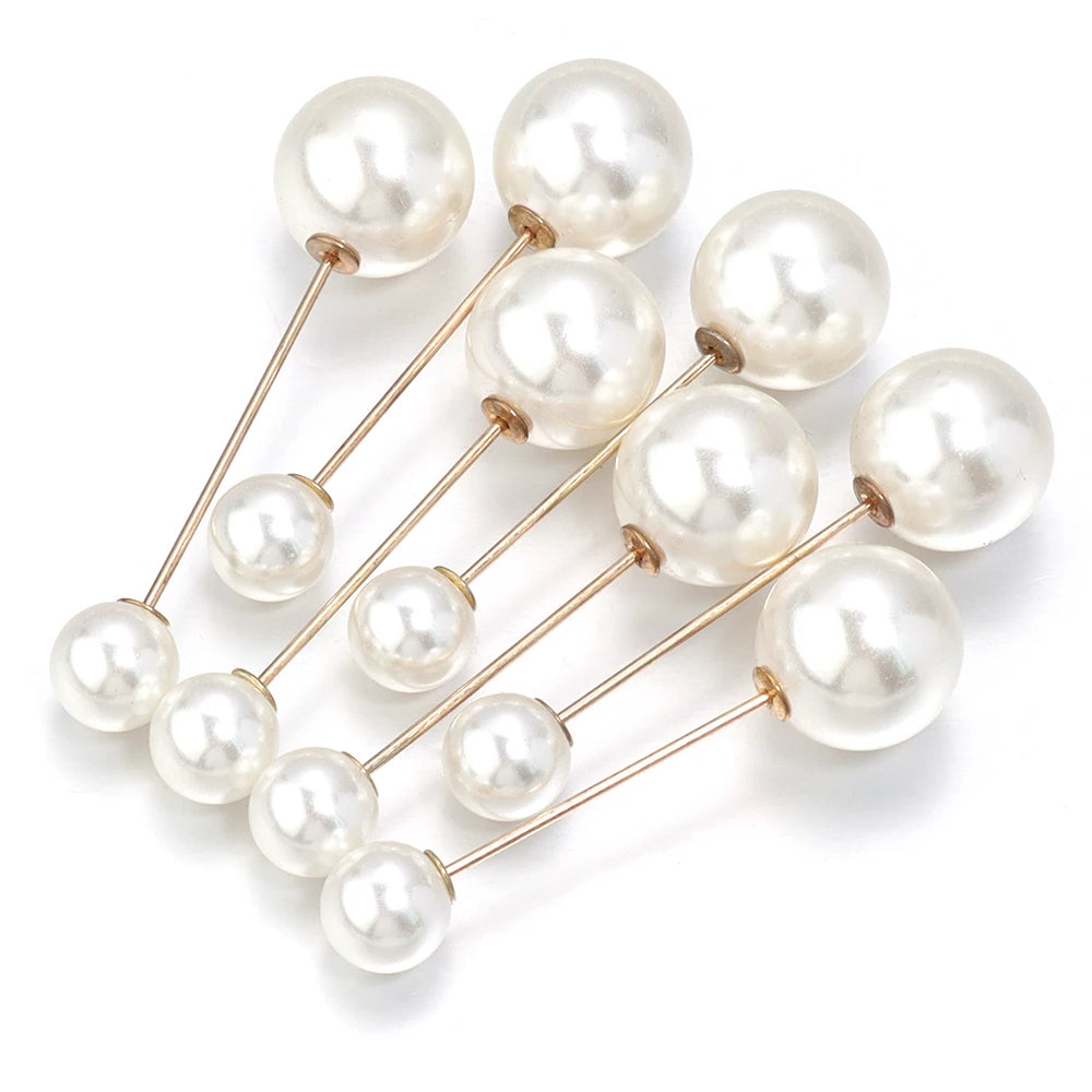 10pcs Imitation Pearl Brooch Pins 38/54/73mm Beige Double Pearl Safety Pins For Jewelry Making Party DIY Clothing Accessories
