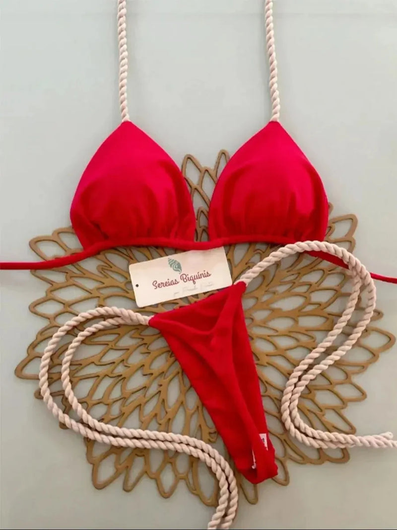 Push Up Bikinis 2026 Sexy Women Swimsuit Bandeau Swimwear Micro Bikini Set Red Beachwear Brazilian Biquini Female