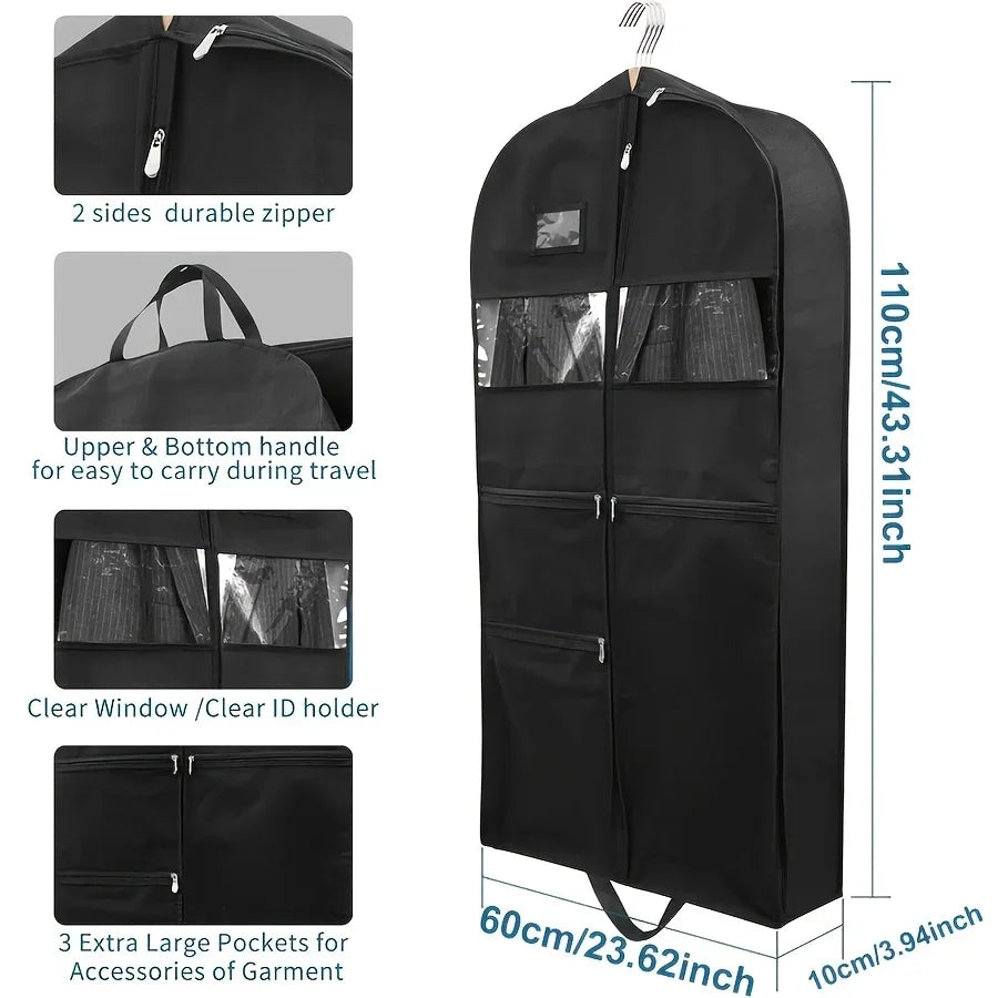 Garment Bags for Travel,Hanging Garment Bags for Men,Double Sides Zipper & Large Mesh Pockets,Monogrammed Closet Clothes Storage