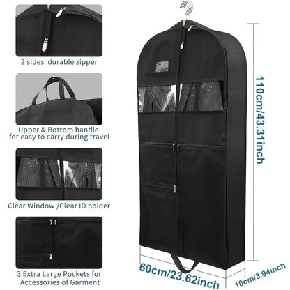 Garment Bags for Travel,Hanging Garment Bags for Men,Double Sides Zipper & Large Mesh Pockets,Monogrammed Closet Clothes Storage