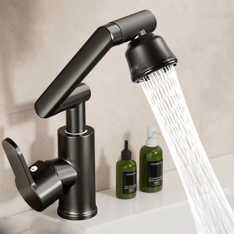 Basin Faucet Hot and Cold Wash Basin Household Bathroom Multi-function Booster Universal Rotating Faucet Kitchen Universal