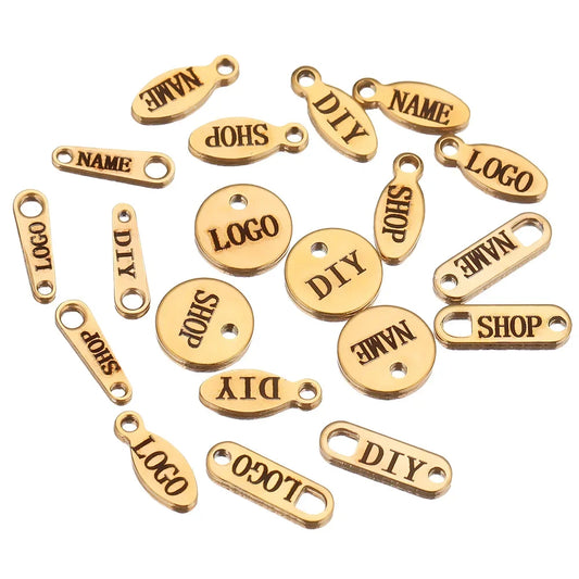 50pcs Customized Custom Laser Engrave Name LOGO Stainless Steel Personalized Necklace Extend Chain Tail Tag Jewelry Wholesale