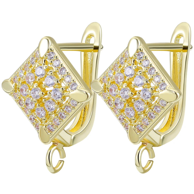 Juya 18K Gold Silver Plated Fastener Bales Fixture Earring Hook Locks For DIY Women Fashion Crystal Agate Charms Earrings Making