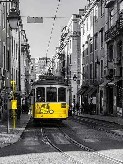 Black and White Europe Landscape Picture Home Decor Nordic Canvas Painting Wall Art Yellow Scenery Posters for Living Room Decor