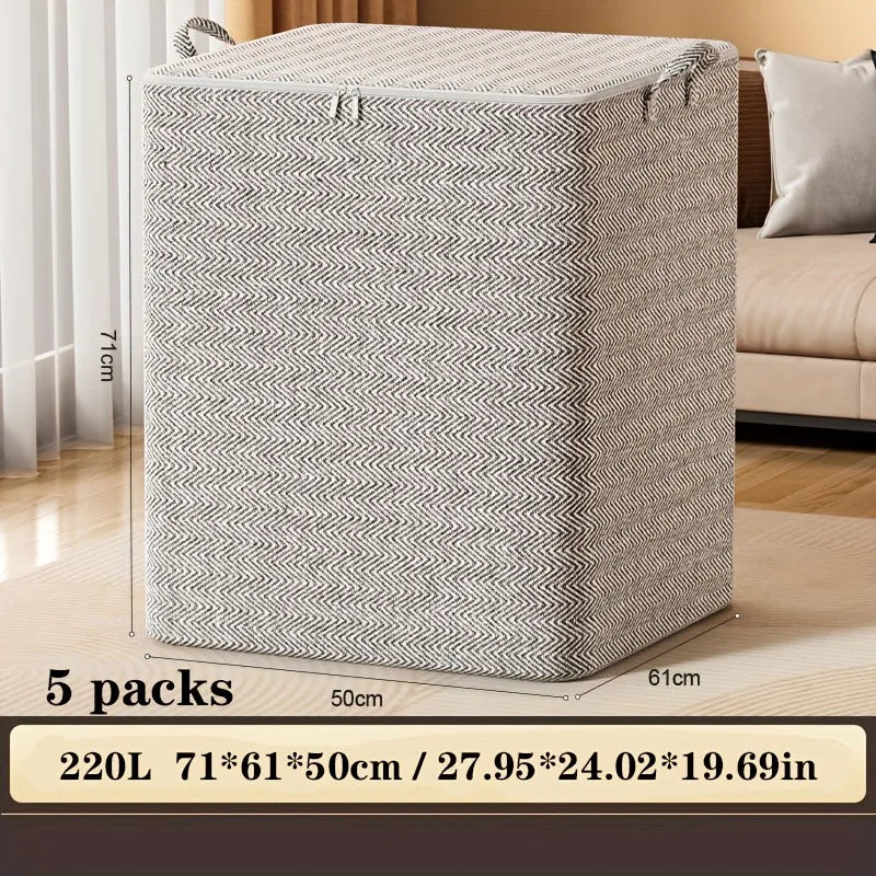 Foldable Storage Boxes 5pcs with Lids,Fabric Closet Organizer&Under Bed Bin,Home Rectangle Organizer Storage Boxes Organizadores