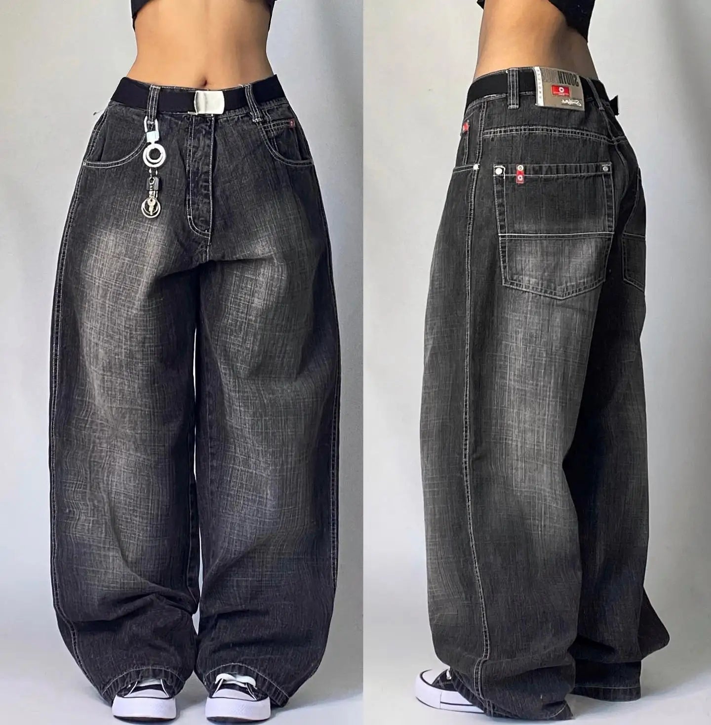 Streetwear American New Washed Light Blue Baggy Jeans Men And Women Y2K High Street Fashion Retro Punk High Waist Wide Trousers