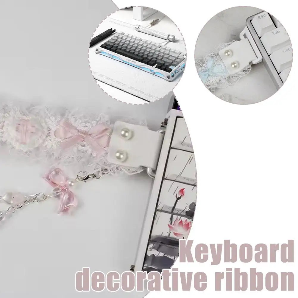 Lace Keyboard Ribbon with Snap-on Keyboard Hand-Decorated Keyboard Accessories for wootingATKDIY  Protect Keyboard Decoration